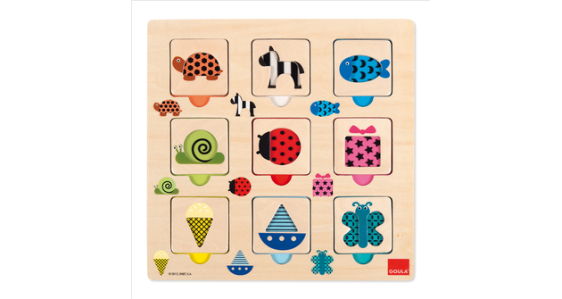 Goula Holzpuzzle – Tierisch spaßiges Puzzle: Transparente Muster Spielschachtel