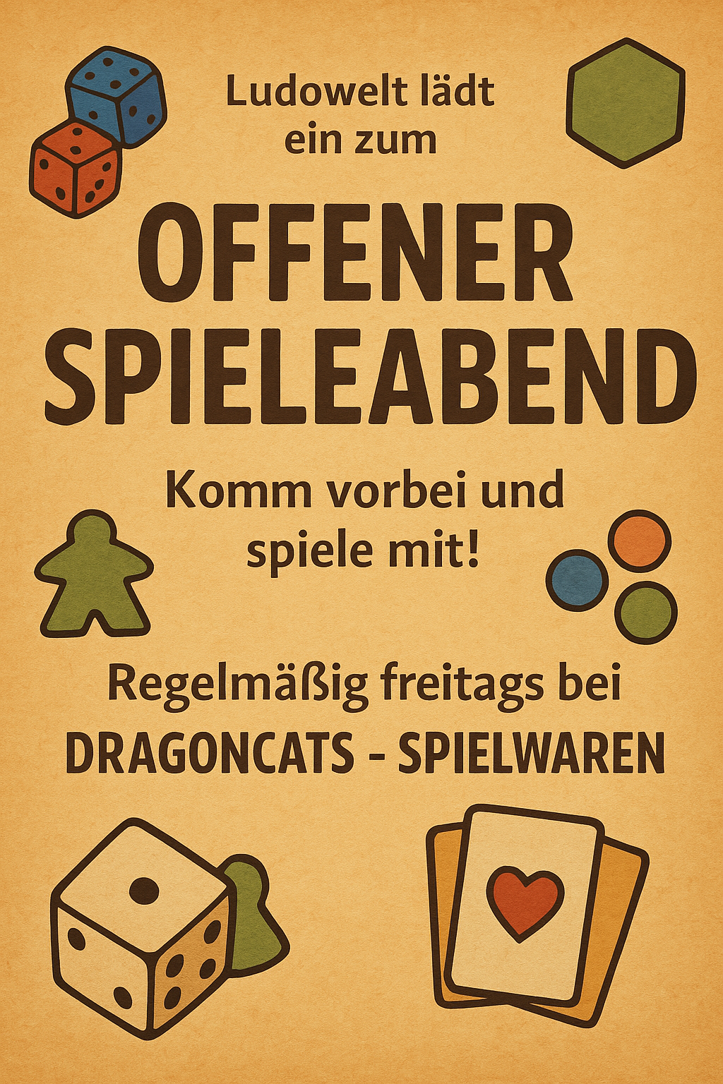Ludowelt präsentiert offener Spieleabend bei Dragoncats - Spielwaren